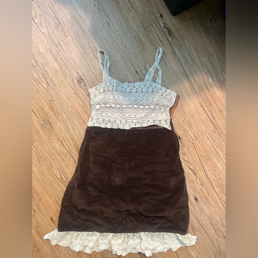 Brown and Cream Lace Dress
